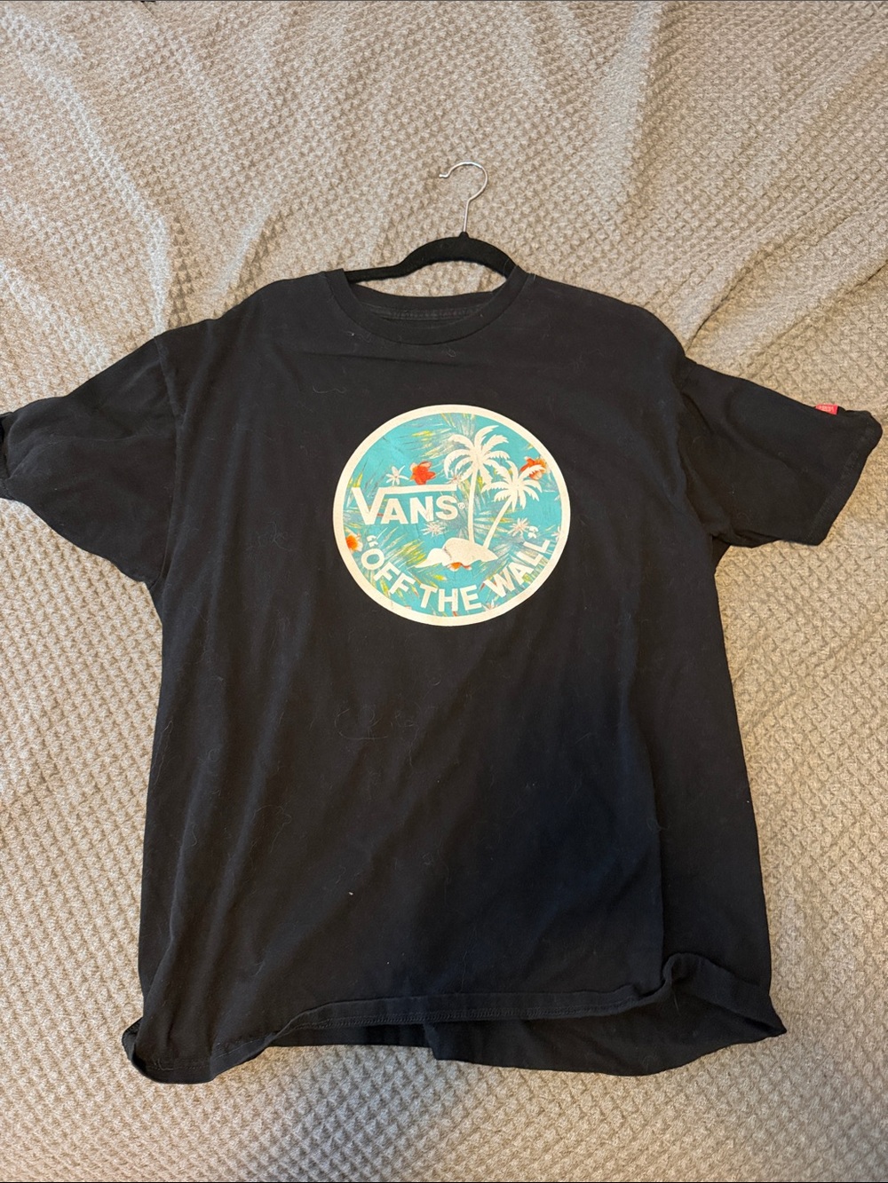 Vans Black Tee with Teal Tropical Circle Logo